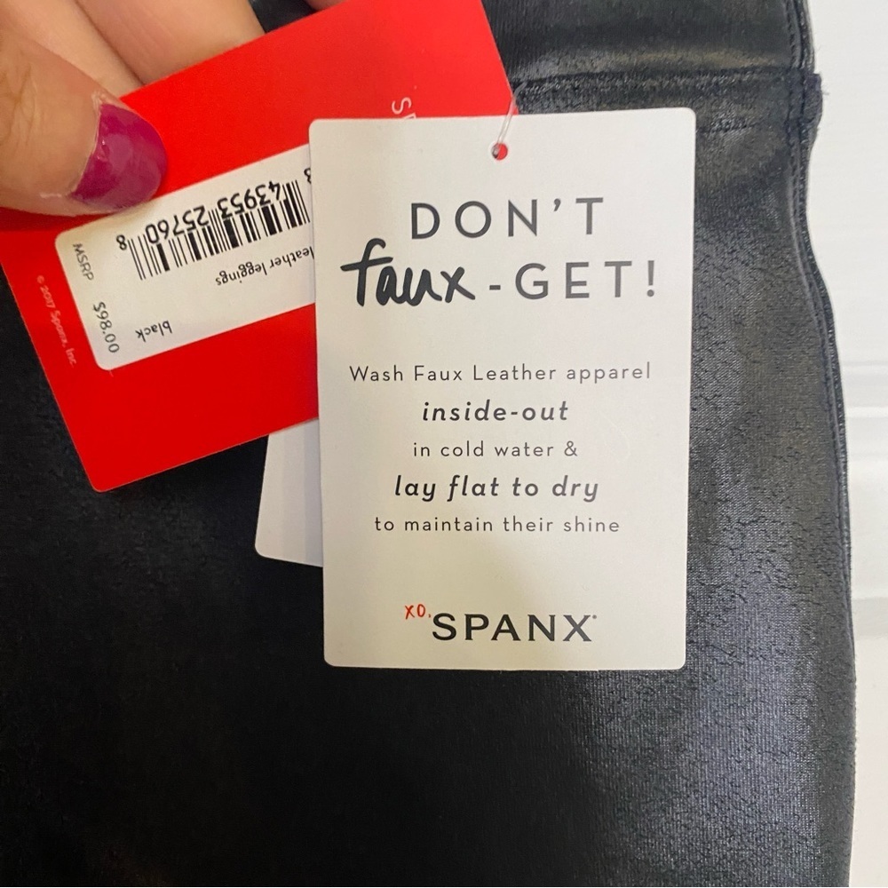 Spanx Faux Leather Leggings in Black Size Small New With Tags - Picture 6 of 7